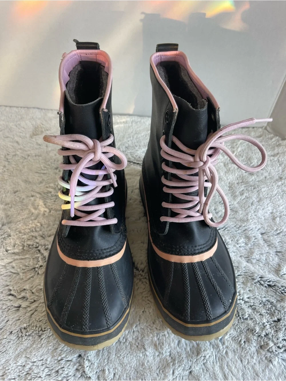 Sorel 1964 Premium Black Pink Winter Snow Boots